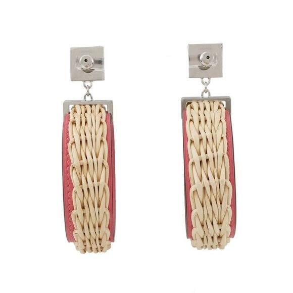 HERMES Medor Picnic Earrings Size GM Swift Leather/Willow Pink/Natural - Picture 3 of 8